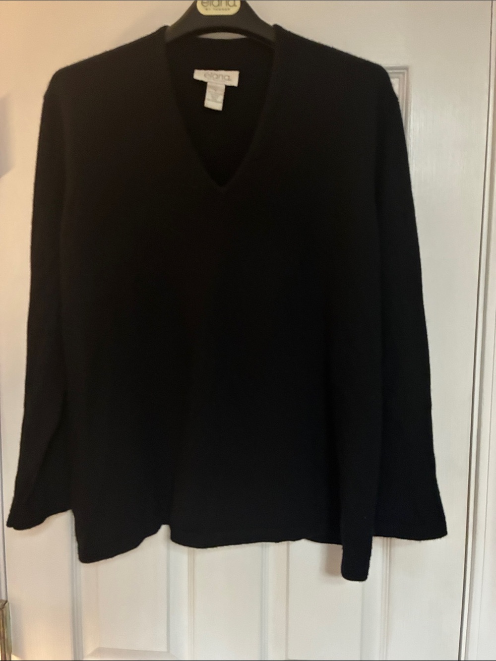 Elana by Tanner Black V-Neck Lightweight Cashmere Sweater 2X/3X